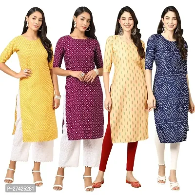 Stylish Multicoloured Crepe Stitched Kurta For Women Pack of 4-thumb0