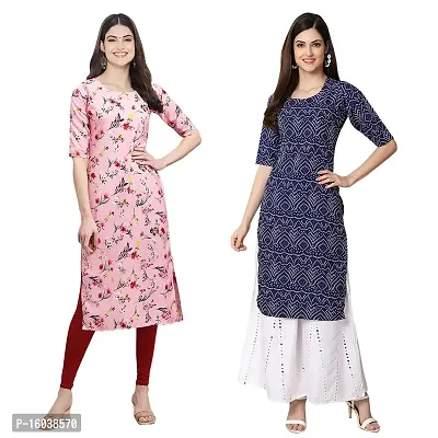 Stylish Digital Printed Women Crepe Kurta- Pack of 2