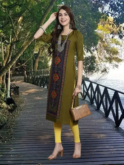 Stylish Crepe Straight Printed Kurta