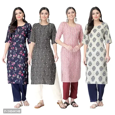 New Crepe Combo Printed Kurtis For Women Pack Of 4-thumb0