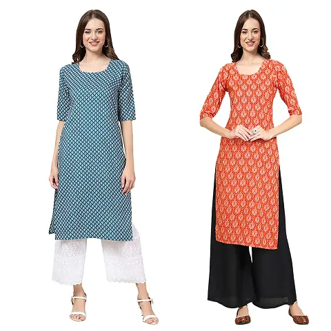 Stylish Digital Woman Crepe Kurtis Pack of 2