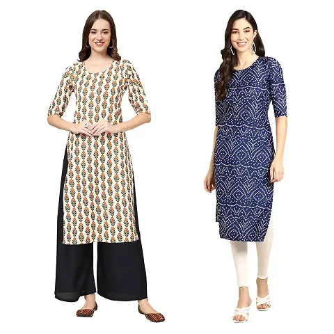 Stylish Crepe Printed Kurti - Pack of 2