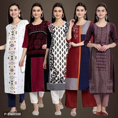 Fancy Crepe Kurtis For Women Pack Of 5-thumb0