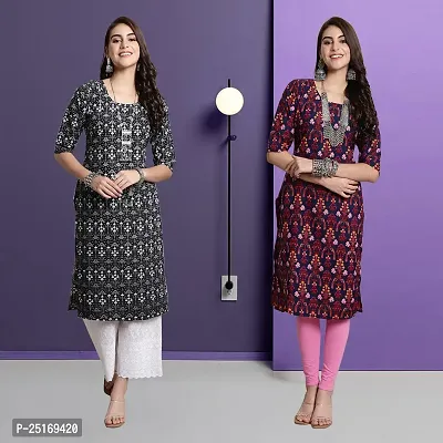 Fancy Crepe Kurtas For Women Pack Of 2-thumb0