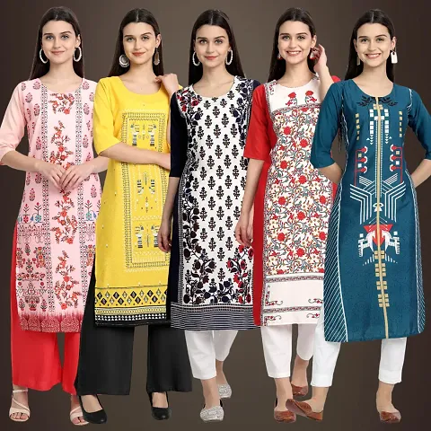 Fancy Crepe Kurtis For Women Pack Of 5