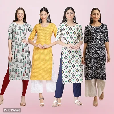 Women Stylish Crepe Printed Straight Kurta