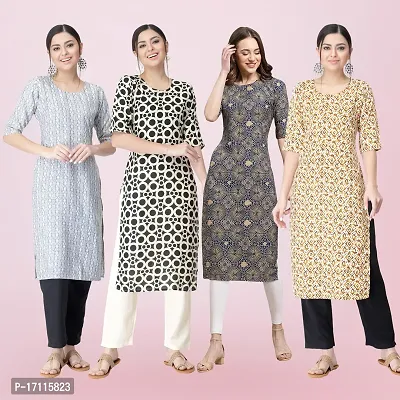 Women Stylish Crepe Printed Straight Kurta