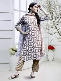 Stylish Cotton Blend Printed Kurta With Pant And Dupatta Set For Women-thumb2