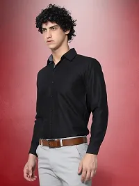 Reliable Black Cotton Solid Long Sleeve Casual Shirts For Men-thumb1