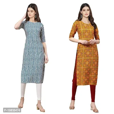 Stylish Digital Printed Women Crepe Kurta- Pack of 2