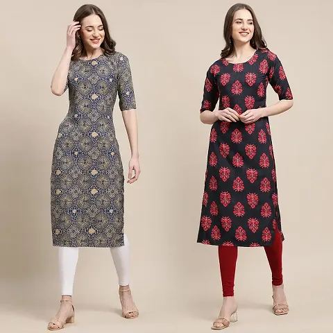 Fashionable Straight Crepe Kurta For Women Combo Pack Of 2