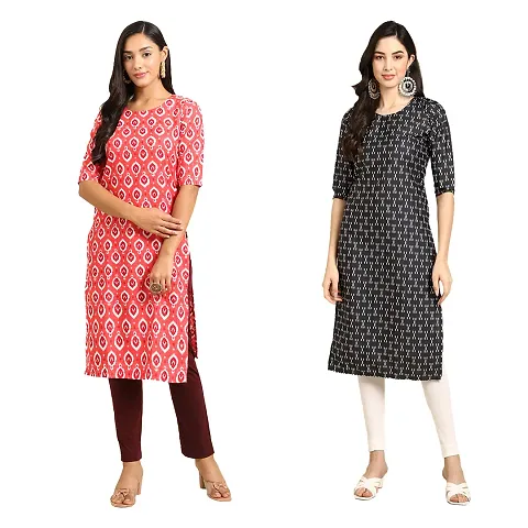 Stylish Crepe Straight Kurta For Women- Pack Of 2