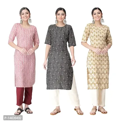 New Crepe Combo Printed Kurtis For Women Pack Of 3