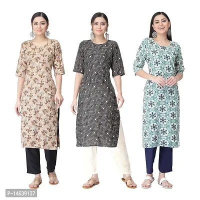 New Crepe Combo Printed Kurtis For Women Pack Of 3