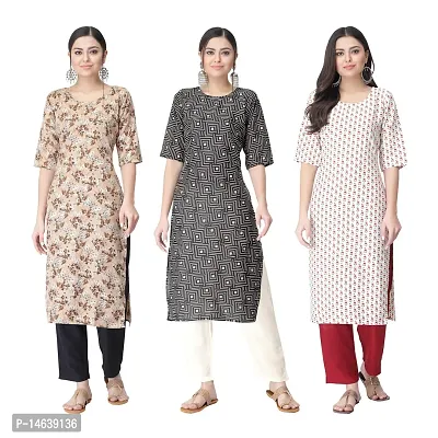 New Crepe Combo Printed Kurtis For Women Pack Of 3-thumb0