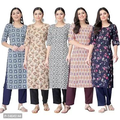 New Crepe Printed Kurtis Combo For Women Pack Of 5