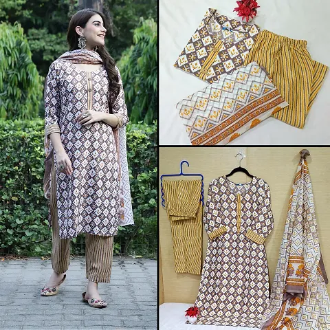 Stylish Kurta Bottom and Dupatta Set For Women