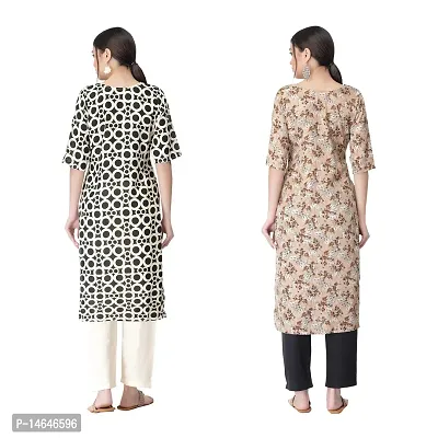 Attarctive Crepe Printed Straight Kurti Combo For Women Pack Of 2-thumb2