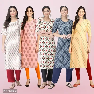 Women Stylish Crepe Printed Straight Kurta