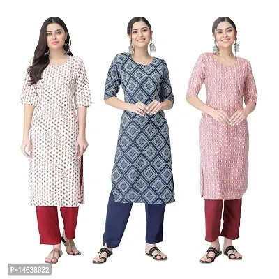 New Crepe Combo Printed Kurtis For Women Pack Of 3-thumb0