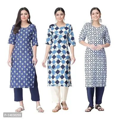 New Crepe Combo Printed Kurtis For Women Pack Of 3