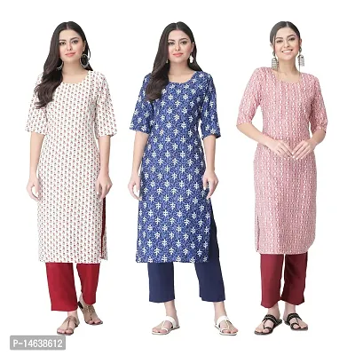 New Crepe Combo Printed Kurtis For Women Pack Of 3