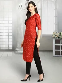 Stylish Red Crepe Stitched Kurta For Women-thumb1