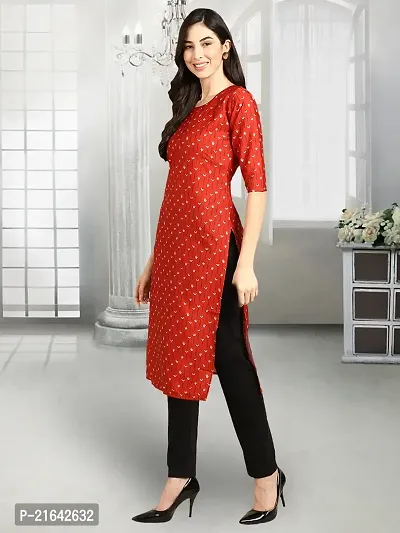 Stylish Red Crepe Stitched Kurta For Women-thumb2