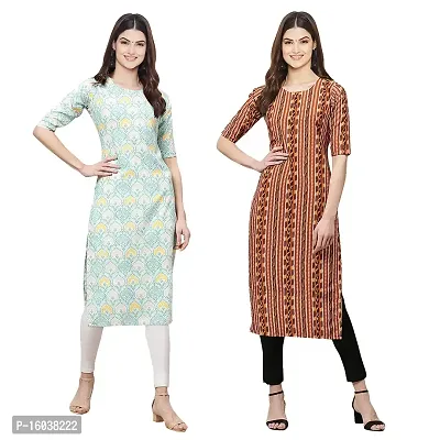 Stylish Digital Printed Women Crepe Kurta- Pack of 2-thumb0