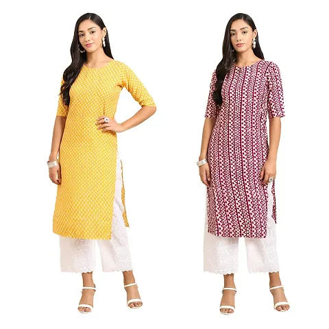 Straight Crepe Kurta Pack Of 2