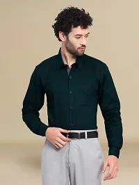 Reliable Green Cotton Solid Long Sleeves Formal Shirt For Men-thumb2