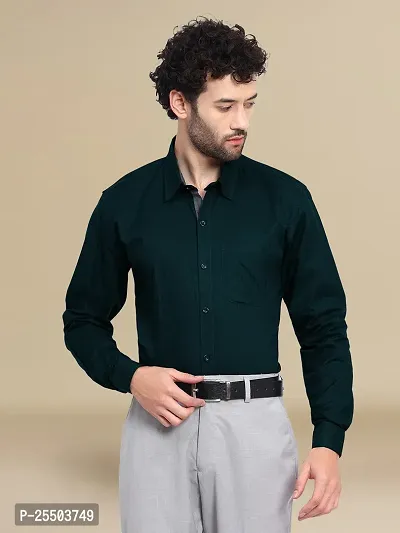 Reliable Green Cotton Solid Long Sleeves Formal Shirt For Men-thumb3