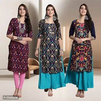 Fancy Rayon Kurtis For Women Pack Of 3-thumb0