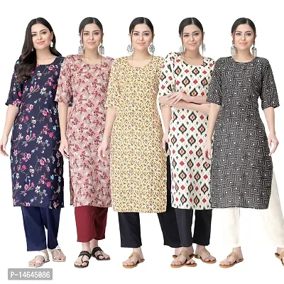 New Crepe Printed Kurtis Combo For Women Pack Of 5