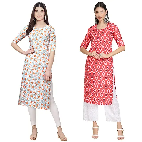 Trendy Crepe Printed Kurti - Pack of 2