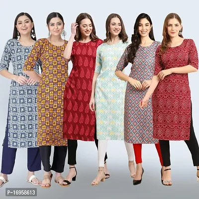 Women Stylish Crepe Printed Straight Kurta Combo