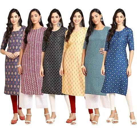 Fancy Combo of 6 Crepe Kurti