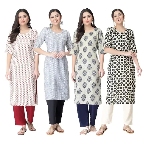 Trendy Crepe Kurta For Women- Combo Of 4