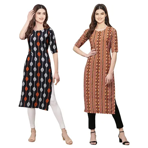 Stylish Crepe Printed Kurti - Pack of 2