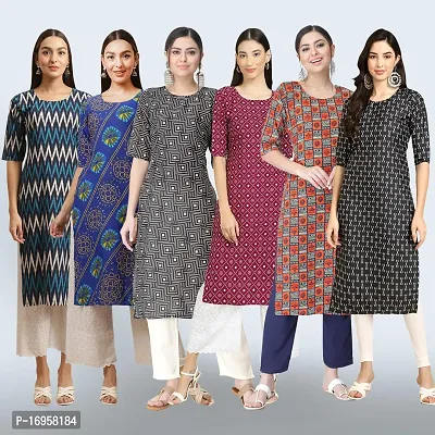 Women Stylish Crepe Printed Straight Kurta Combo-thumb0