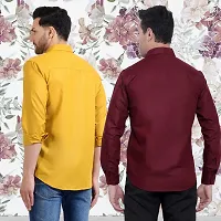 Stylish Cotton Multicoloured Solid Long Sleeves Fornal Shirt For Men Pack Of 2-thumb1