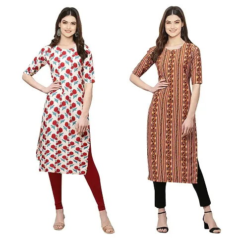 Fashionable Straight Crepe Kurta For Women Combo Pack Of 2