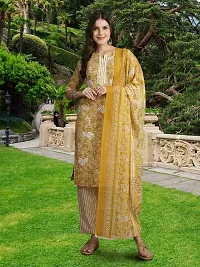 Fancy Cotton Blend Kurta Bottom And Dupatta Set For Women-thumb1