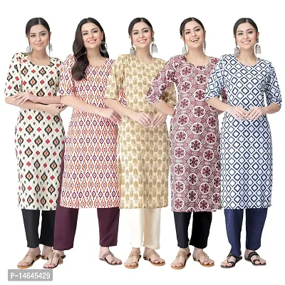 New Crepe Printed Kurtis Combo For Women Pack Of 5-thumb0