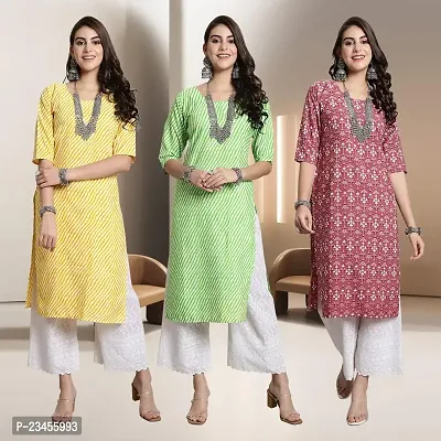 Fancy Rayon Kurtis For Women Pack Of 3-thumb0