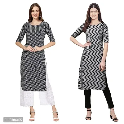 Stylish Crepe Digital Printed Kurta For Women- Pack Of 2-thumb0