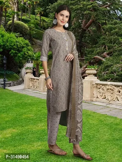 Fancy Cotton Blend Kurta Bottom And Dupatta Set For Women-thumb4