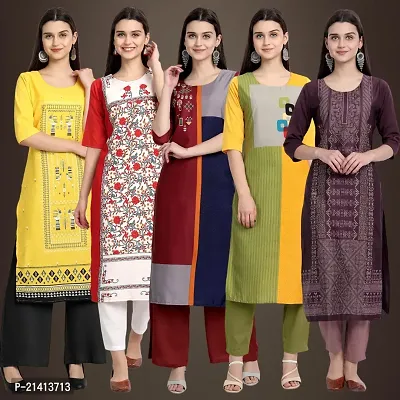 Fancy Crepe Kurtis For Women Pack Of 5-thumb0