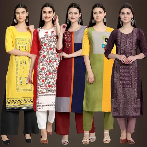 Fancy Crepe Kurtis For Women Pack Of 5