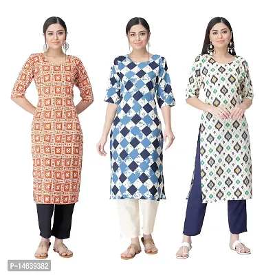 New Crepe Combo Printed Kurtis For Women Pack Of 3-thumb0